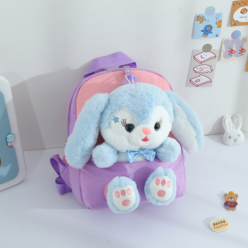 Cartoon kindergarten backpack 2022 New Style children's schoolbag, cute plush rabbit doll backpack for export Specification drawing