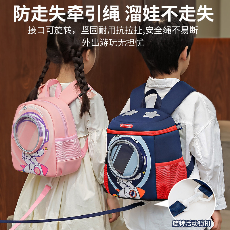 Cross-border new kindergarten schoolbag, astronaut schoolbag for small, medium and large classes, ultra-lightweight, spine-protecting and load-reducing children's schoolbag full figure