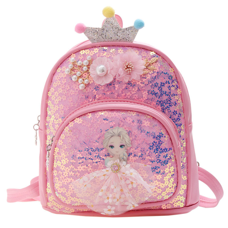 New little girl backpack, cute princess sequined double-shoulder Korean mini children's accessory bag, kindergarten small schoolbag Item Picture