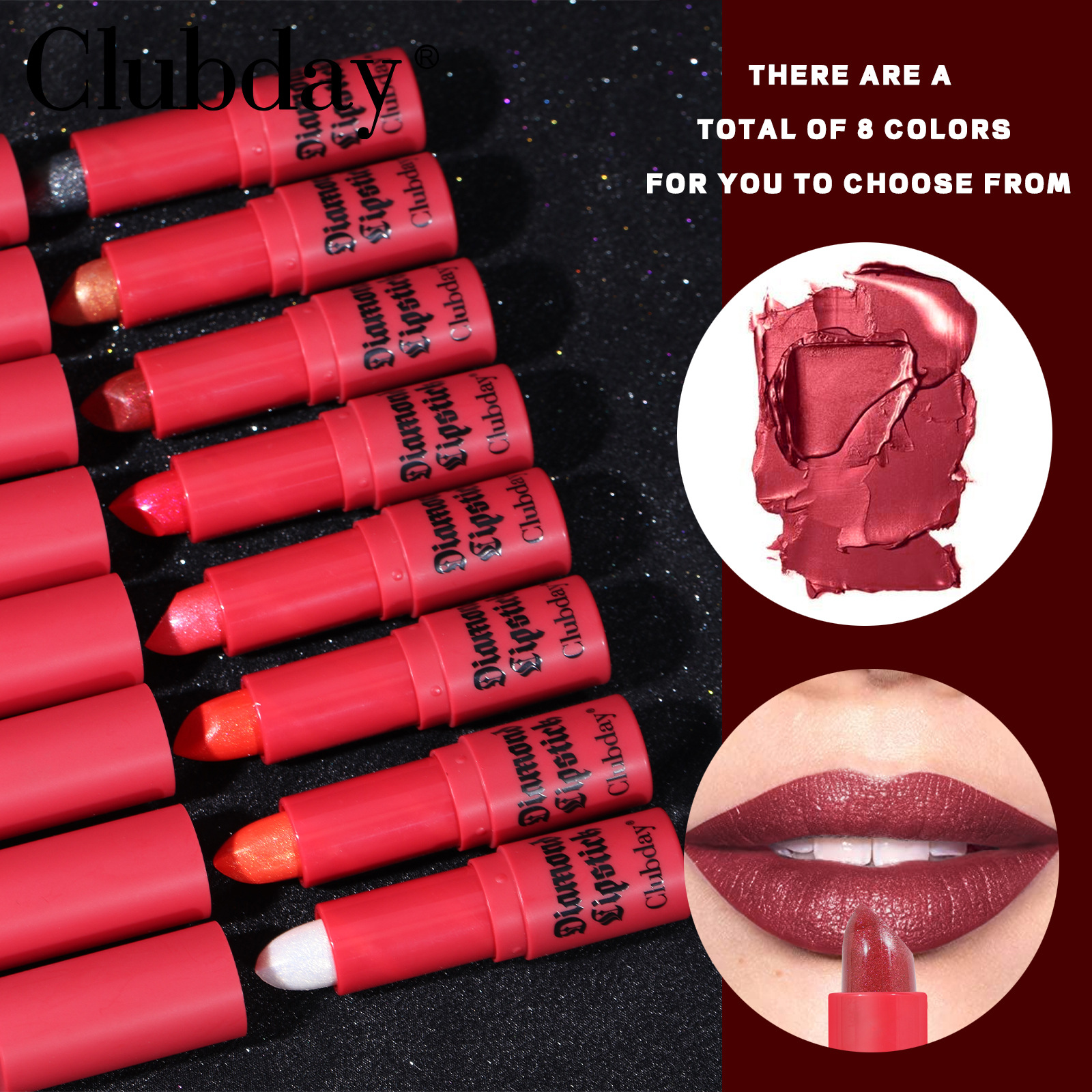 Wholesale of 8 new colors of black velvet lip gloss lipstick for cross-border trade, which does not fade or stick to the cup, and is a pearl diamond lipstick Specification drawing