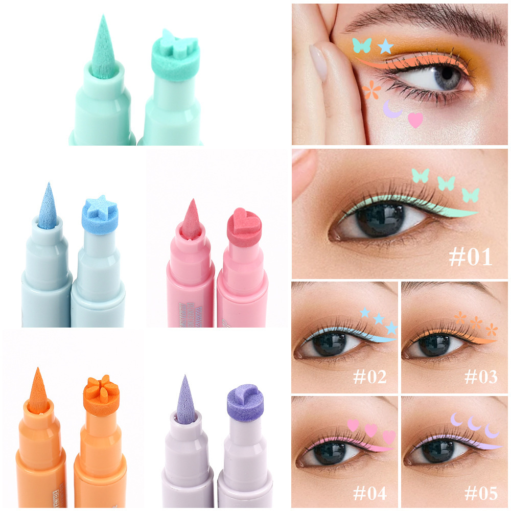 cool story Double-head Eyeliner Pen Set: 5 pieces of matte eyeliner liquid with colored stamps, long-lasting, quick-drying and sweat-proof Application Scenario