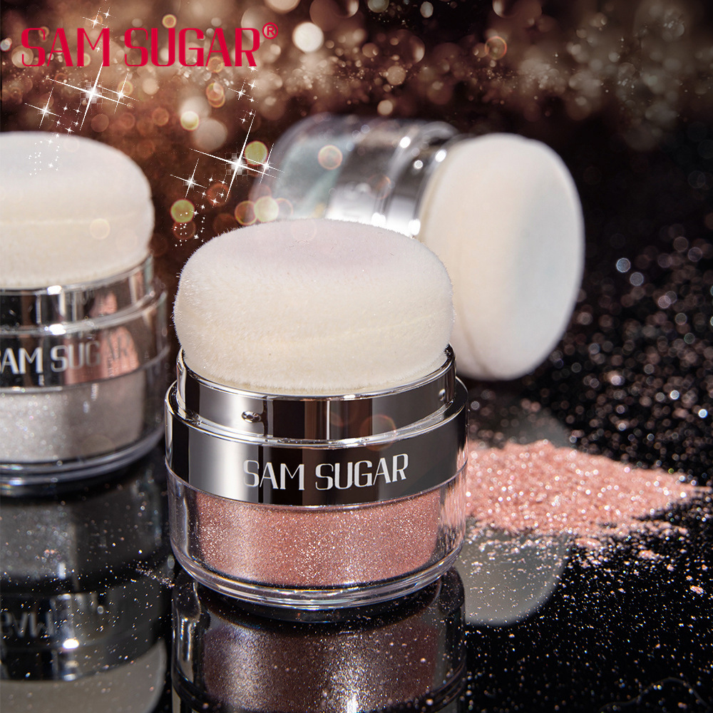 SAM SUGAR Cushion Highlighter Glitter Multi-functional Three-dimensional Contouring and Brightening Pearlescent Eyeshadow Body Pat Powder Specification drawing