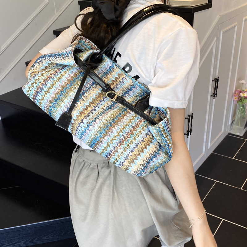 Beach vacation bag 2025 New style trendy and fashionable single-shoulder bag, large-capacity tote bag, hand-woven straw bag details Picture