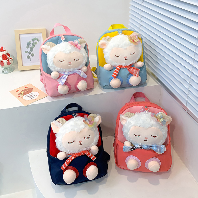 Children's backpacks, cute cartoon cute sheep plush toys, dolls, kindergarten schoolbags, girls' small backpacks full figure
