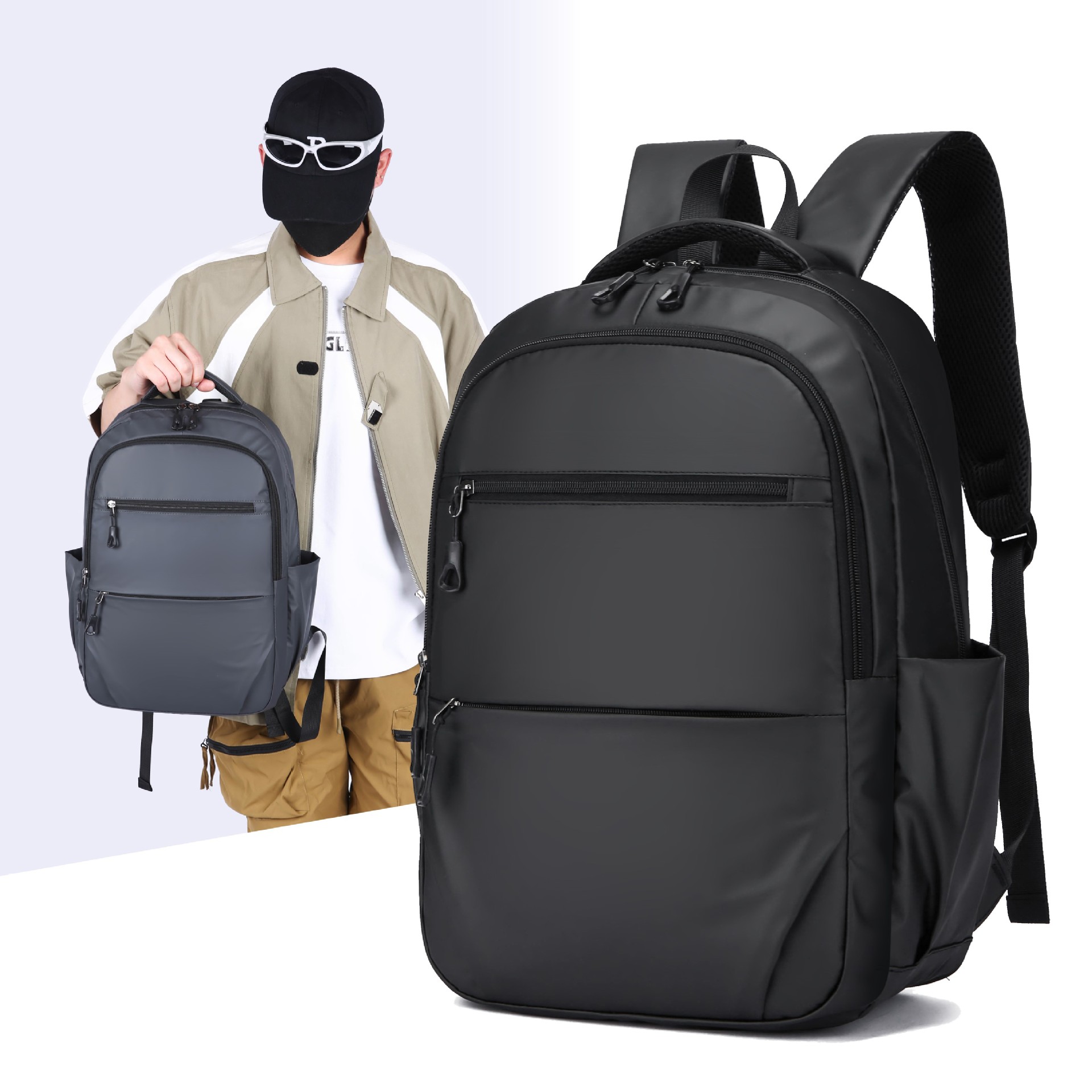New large-capacity, simple commuting computer bags for cross-border wholesale, school bags for junior and senior high school students, foreign trade backpacks for men, Korean version full figure