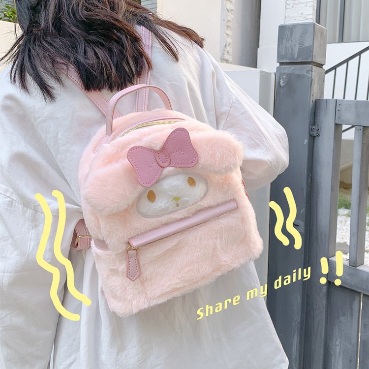 Japanese-style cartoon cinnamon dog plush backpack, cute and girlish heart, big eared dog Melody bag, jk soft girl small backpack full figure
