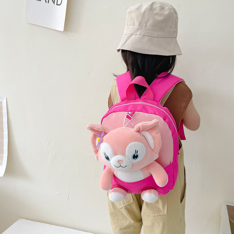 Soft and cute little animal backpacks for kindergarten babies, lightweight canvas travel bags for children aged 1-3 details Picture