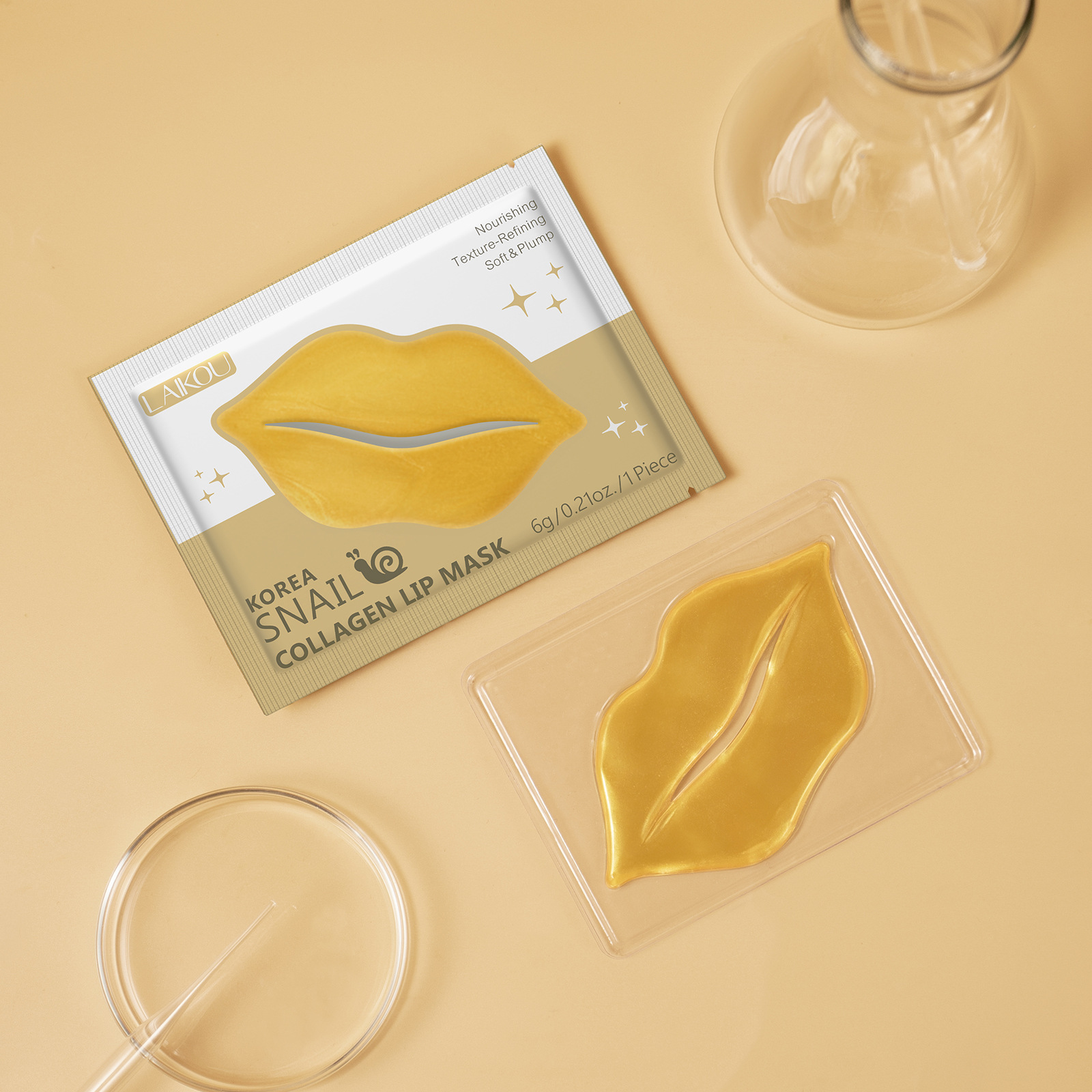 LAIKOU Cross-border LAIkou Korean Snail Collagen Moisturizing Lip Balm 6g in stock full figure
