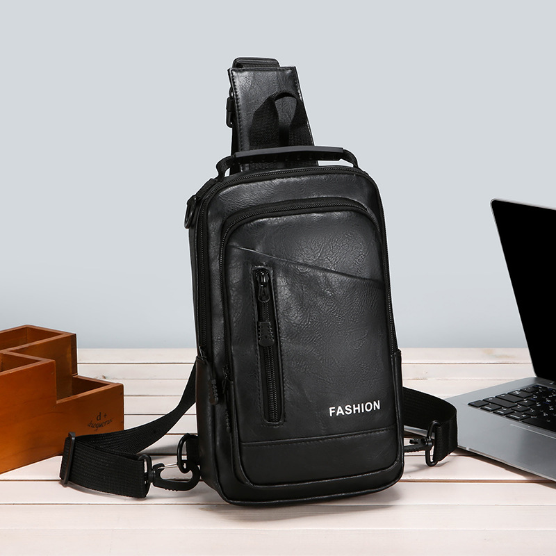 New soft leather chest bag, Korean-style single-shoulder bag, men's crossbody bag, waist bag, multi-functional small backpack Specification drawing
