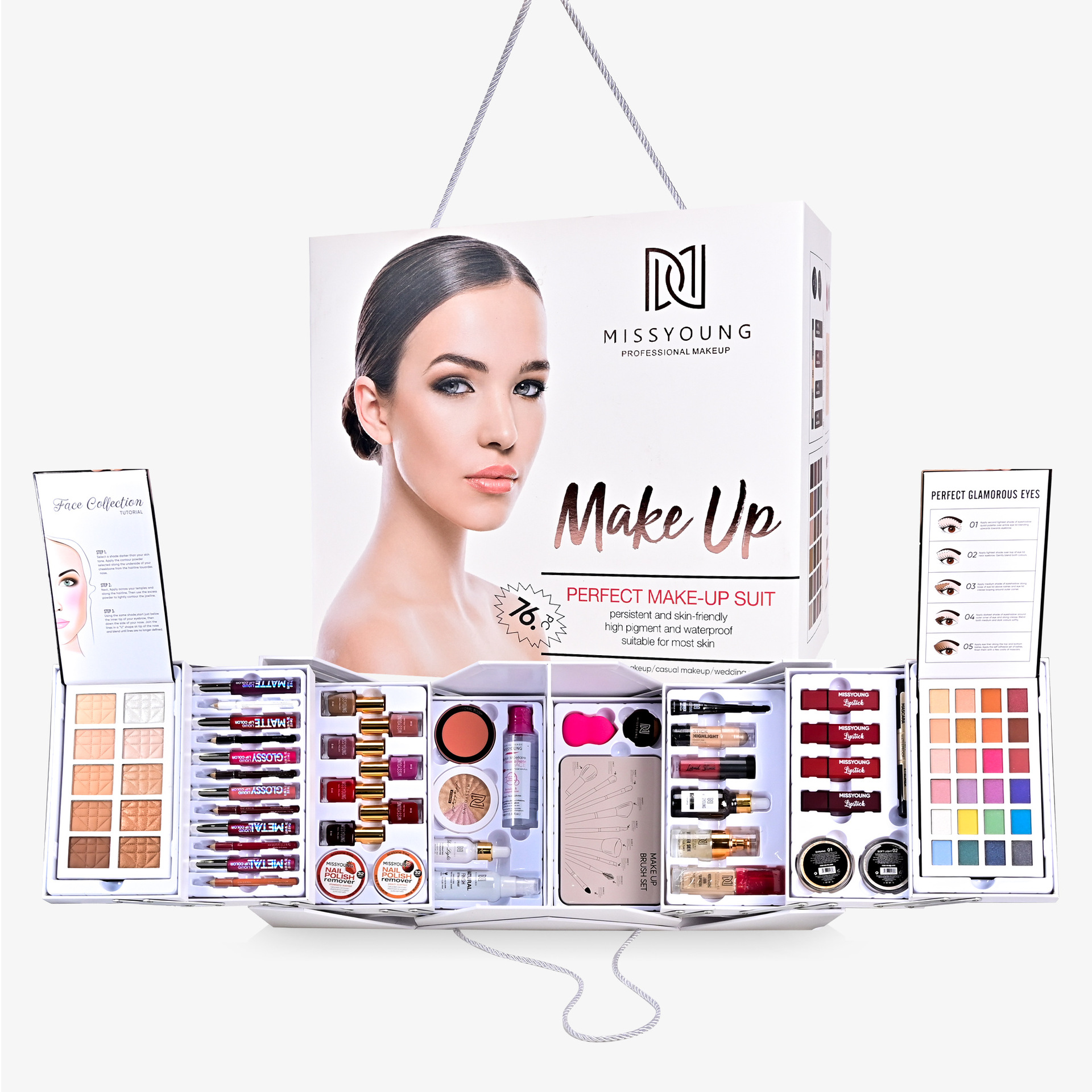 MISSYOUNG 76-piece Cosmetics Large Paper Box Set Gift Set Lipstick Nail Polish Combination Makeup Set details Picture