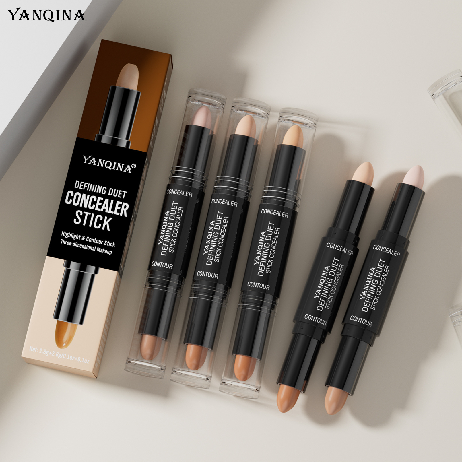 YANQINA Yanqina Dual-head Contouring Stick High-gloss Three-dimensional Modification Shadow V-face Two-in-one High-gloss Stick Beauty Application Scenario