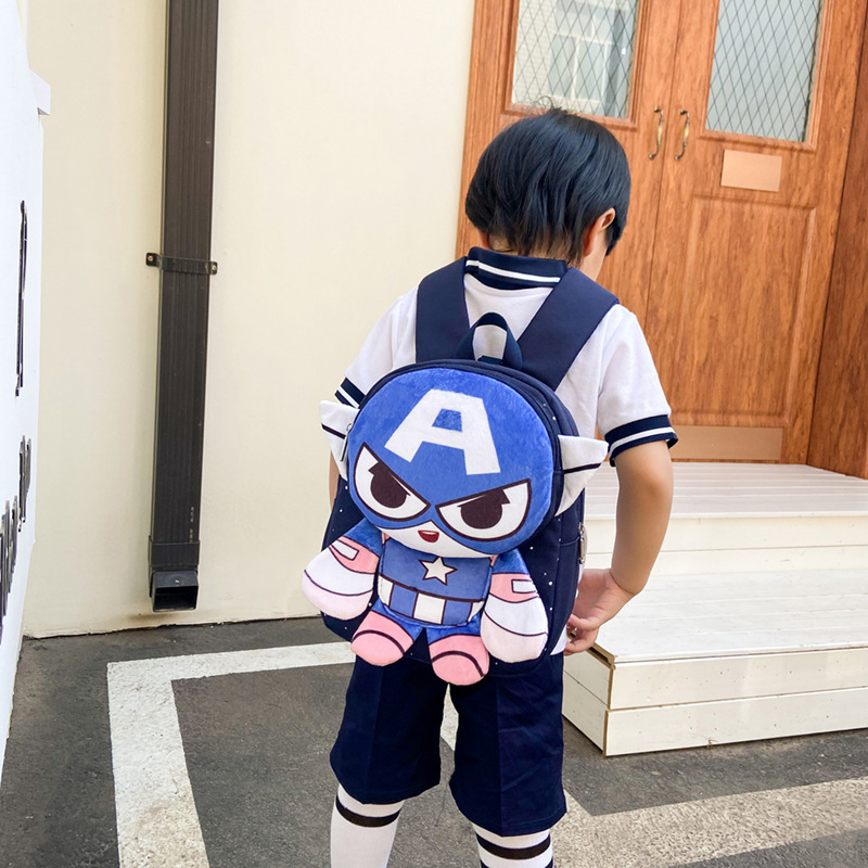 Children's bag for kindergarten preschool boys, cartoon dinosaur Spider-Man backpack, anti-wandering and anti-loss rope schoolbag details Picture