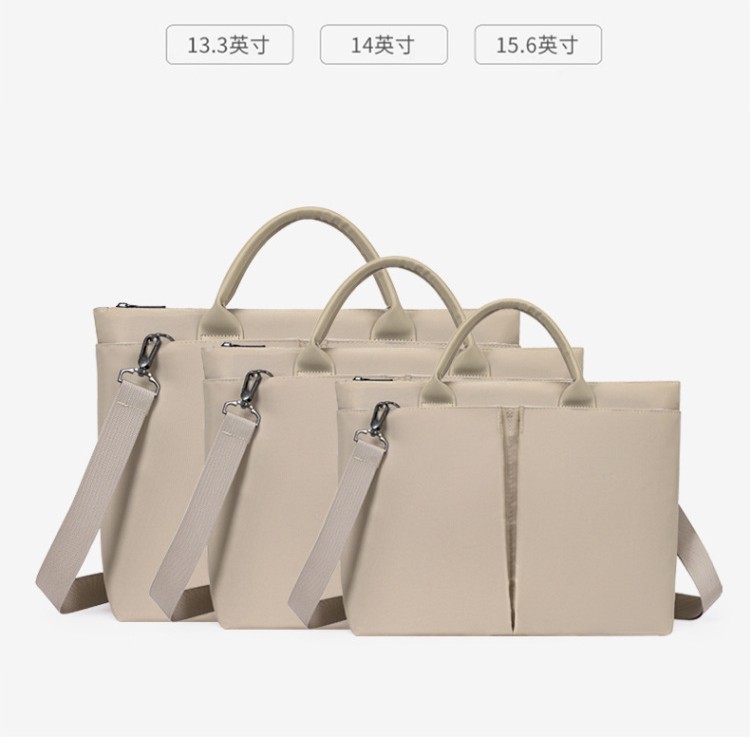 Solid-color handbags for women, 13-inch, 14-inch, 15-inch laptop bags, portable briefcases, document bags with logo printing details Picture