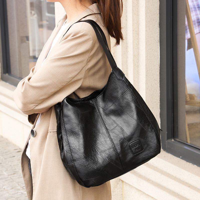 New foreign trade women's bags, large-capacity single-shoulder bags for Europe and America, trendy tote bags, cross-border one-piece consignment, global Hobo bags Specification drawing