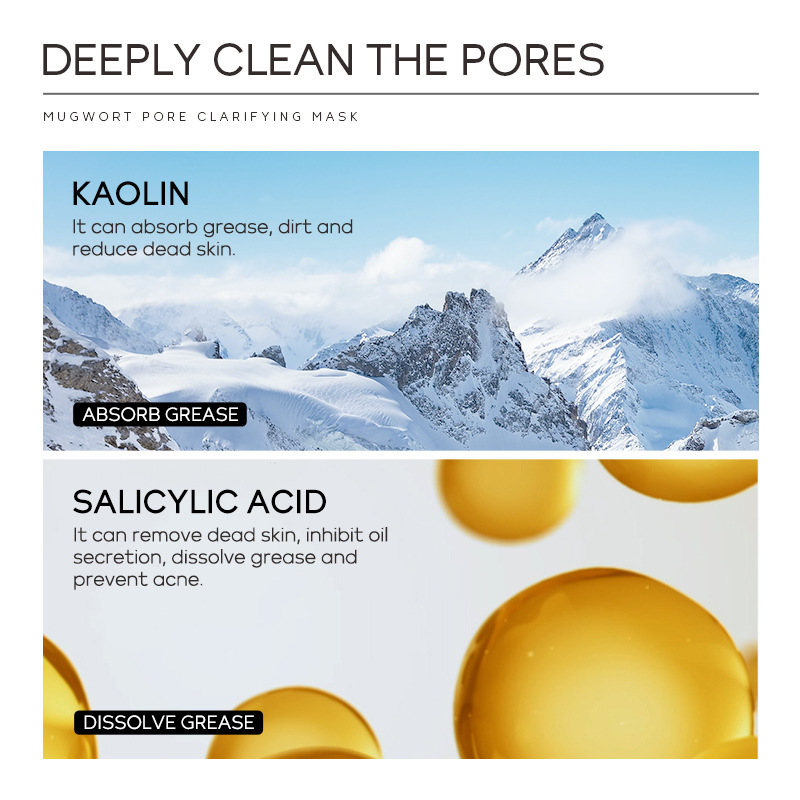 Cross-border Clarifying Mask Laikou mugwort cleansing Mud Mask 100g cleansing, hydrating and moisturizing Specification drawing