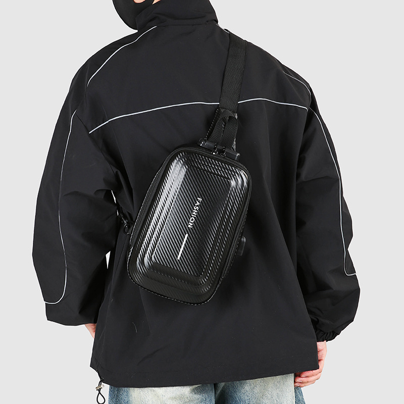 Cross-border fashion casual single-shoulder bag, chest bag, business travel large-capacity crossbody bag, multi-functional password lock single-shoulder bag details Picture