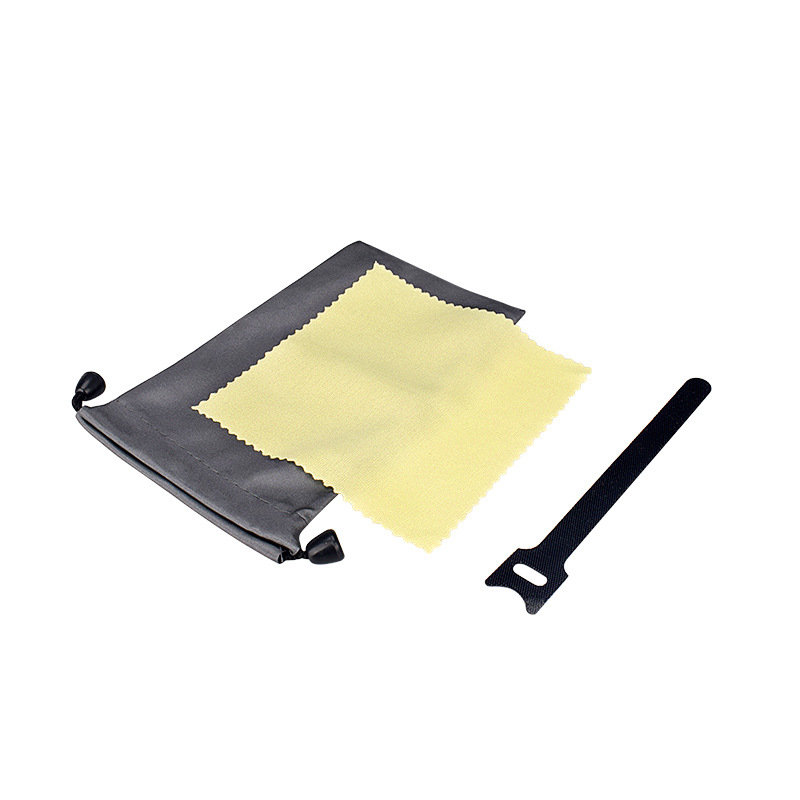 Gift, promotional item and small gift set: Three-piece set of binding thread and tie + wiping cloth + drawstring storage bag full figure