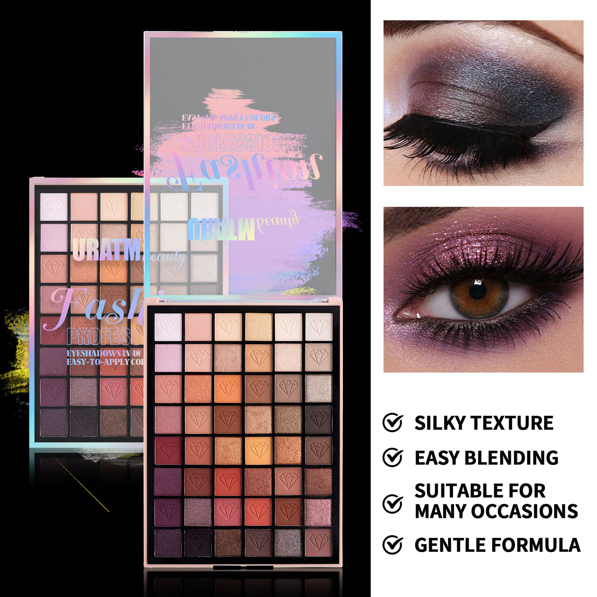 48-color pearlescent fine glitter eyeshadow matte makeup palette, long-lasting without smudging, easy to apply, waterproof and non-fading, cross-border makeup details Picture