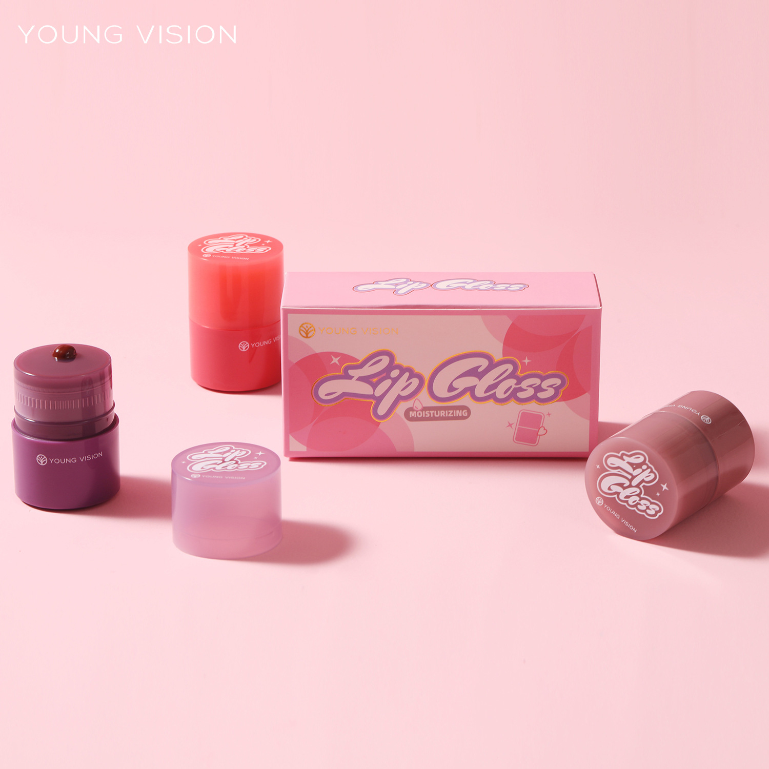 YOUNG VISION Twist Lip Gloss 3-color Set Moisturizing and Translucent Mirror Lip Gloss Moisturizing Oil Specification drawing