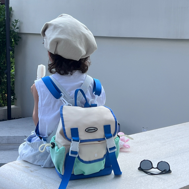 New fashionable color-blocking children's, boys' and girls' casual and cool baby travel backpack, kindergarten schoolbag Specification drawing