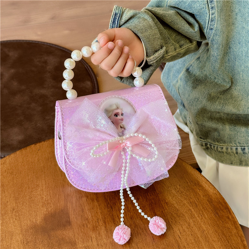 New Elsa Princess handbag for children and girls, Frozen fashion flash bead chain crossbody bag Specification drawing