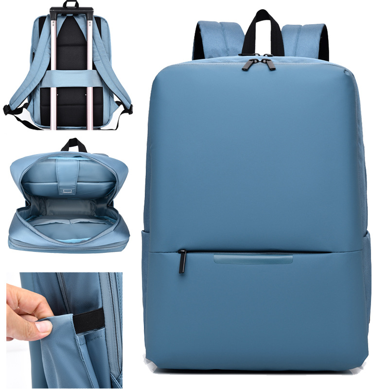 Leather film business commuting backpack with logo printing, student schoolbag, water-resistant and wear-resistant computer bag, gift backpack full figure