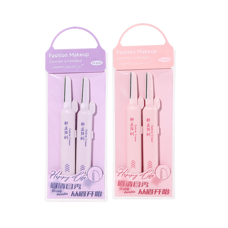 LMLTOP telescopic eyebrow trimmer 2 pieces, stainless steel macro with protective net, can be stored eyebrow trimmer LLT40 Item Picture