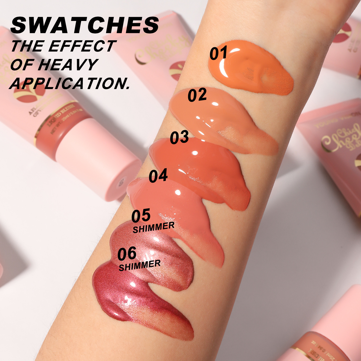 YOUNG VISION Plush brush head Fine Flash Blush Liquid, 6 colors available, blush and lipstick all-in-one liquid blush Specification drawing