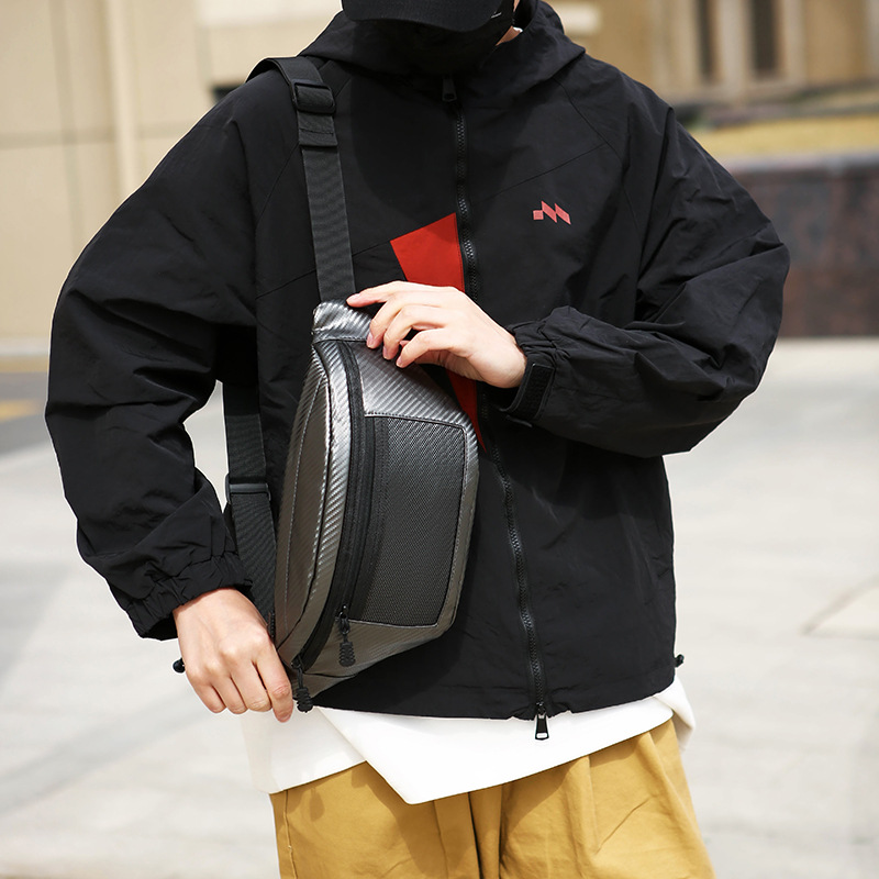 Men's fashionable and simple single-shoulder crossbody bag 2025 new style small backpack outdoor sports cycling waist bag wholesale Specification drawing
