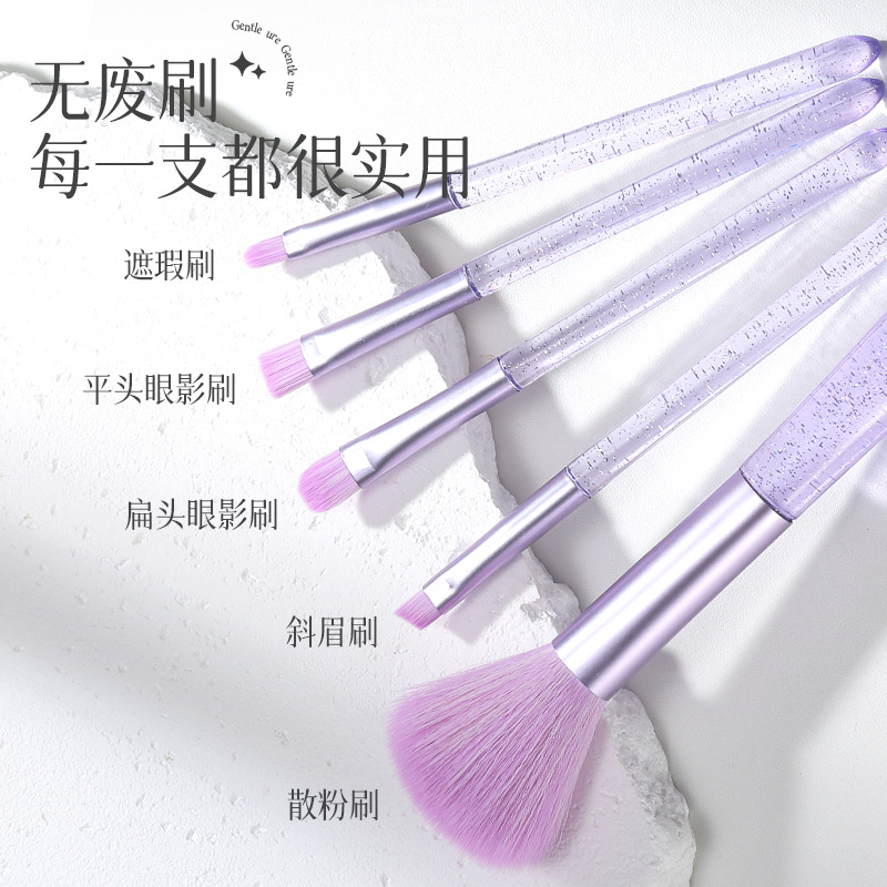 LMLTOP 5-piece set brush Portable loose powder brush, eyeshadow brush, lip brush, makeup brush tool LLT34 details Picture