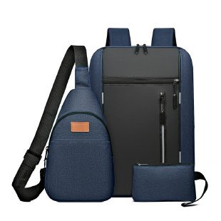 2024 Cross-border new three-piece set of backpacks: Large capacity, simple business computer bag, travel bag, and backpack Item Picture
