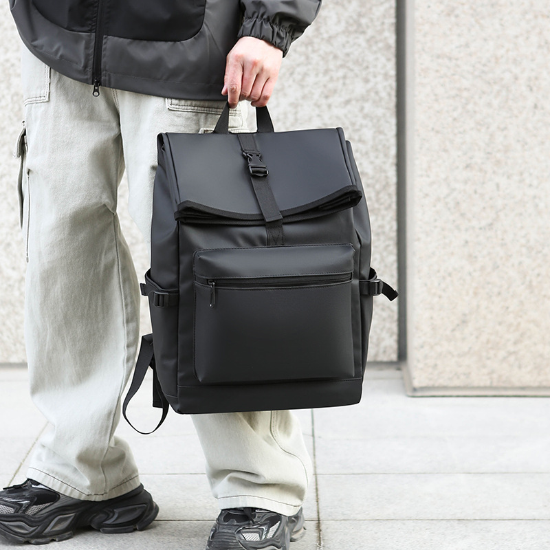 Cross-border simple and large-capacity backpack for men, high-end and stylish college student schoolbag, fashionable and casual business travel backpack details Picture