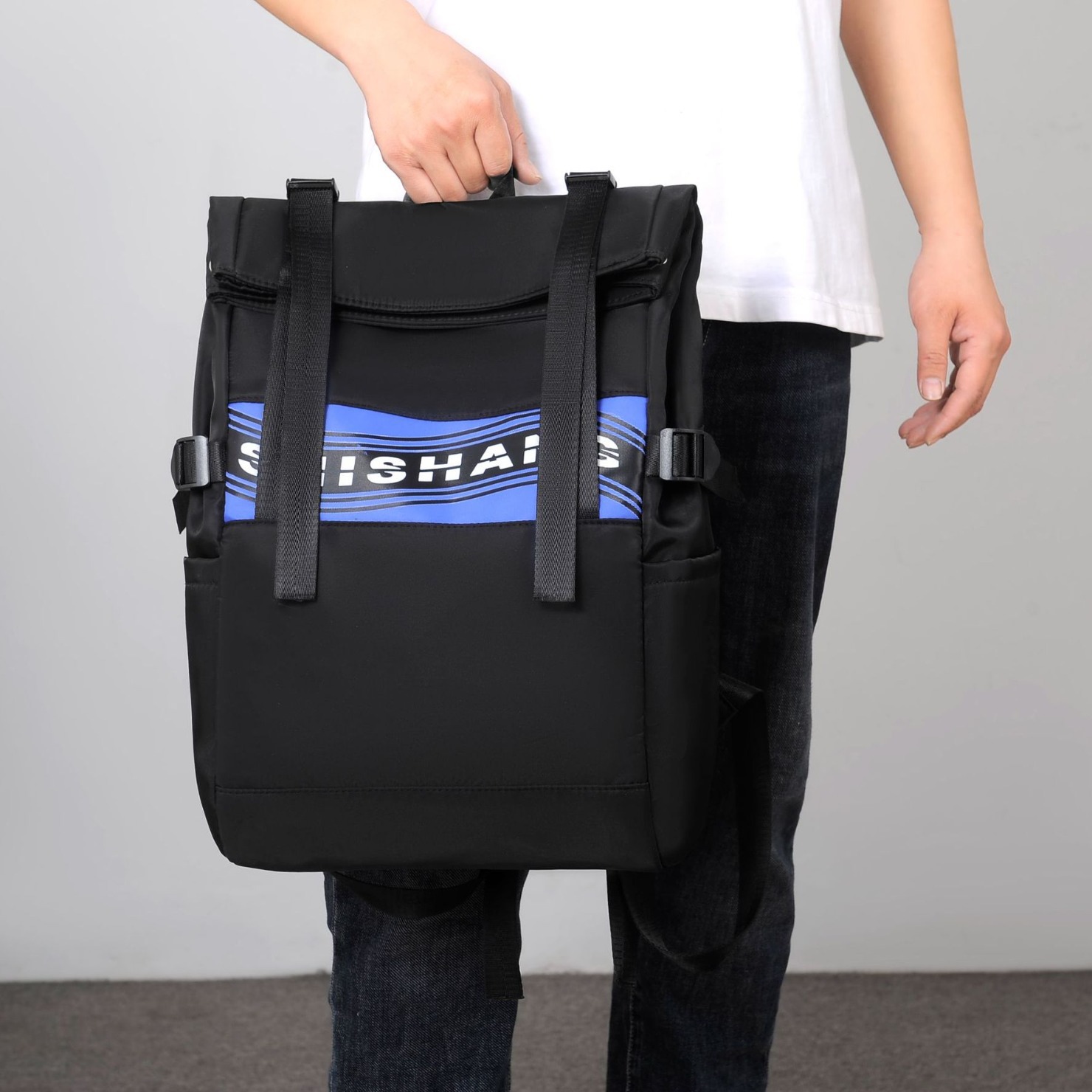 New Korean-style letter backpack, large-capacity commuting and casual schoolbag, suitable for college students, computer backpack for men wholesale Specification drawing