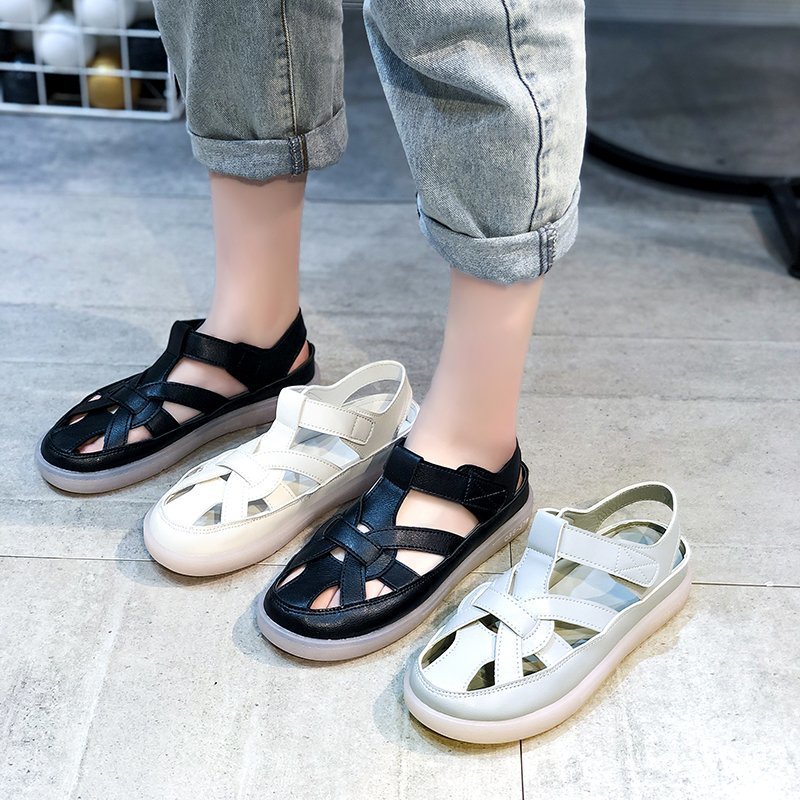 Fashionable crystal jelly sole women's sandals 2021 Summer new Korean style versatile Velcro student girls' cool slippers full figure