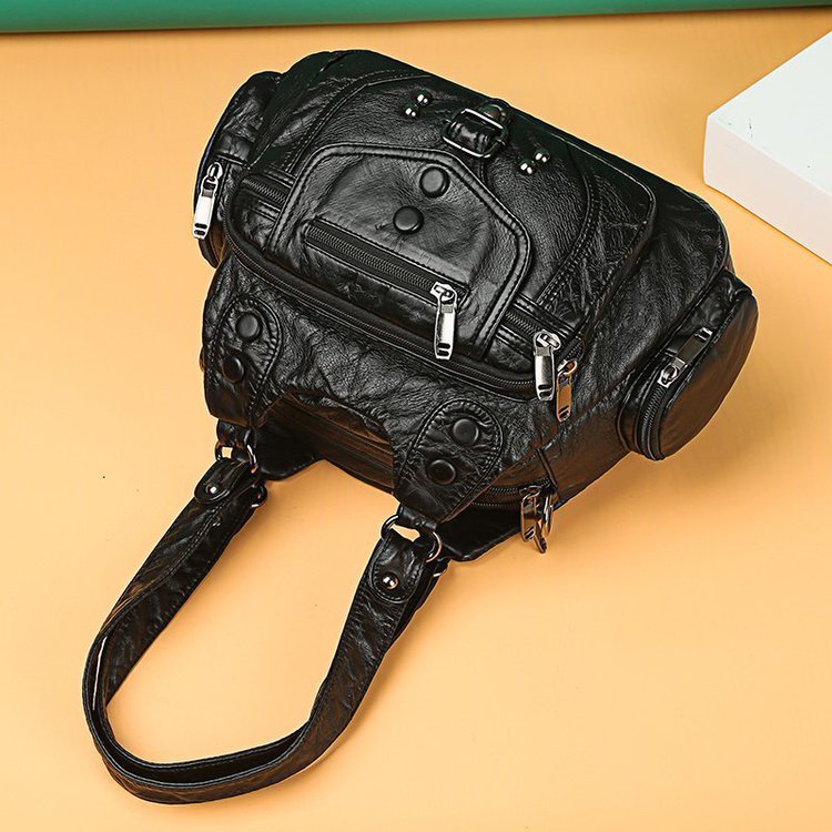 New European and American retro women's bags, trendy single-shoulder crossbody bags, hand-washed soft leather handbags, cross-border one-piece shipping worldwide Specification drawing