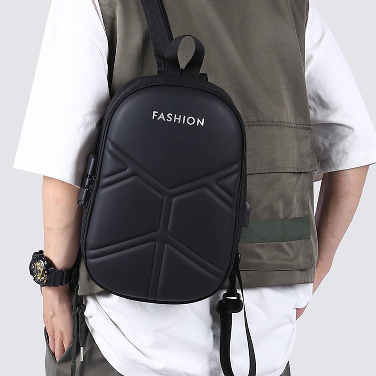 New simple and casual multi-functional anti-theft chest bag for men's business travel, water-resistant USB rechargeable crossbody bag Application Scenario