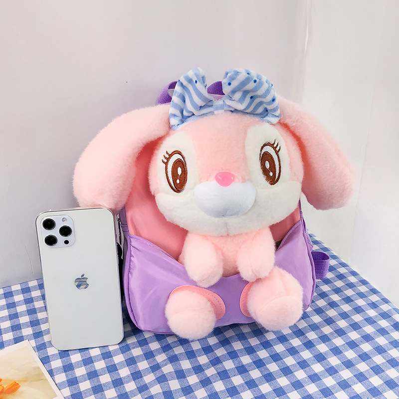 New children's backpacks, cute rabbit dolls, student kindergarten schoolbags, creative baby plush backpacks, printed Application Scenario