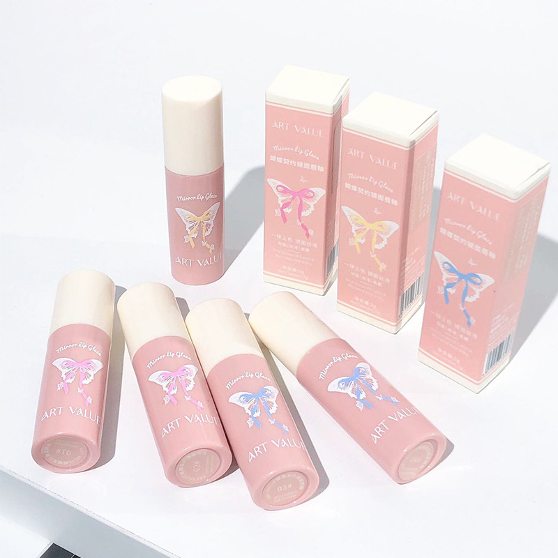 The new Butterfly Contract Mirror Lip Gloss from Art Value is available in the beauty store with six clear and transparent colors Application Scenario