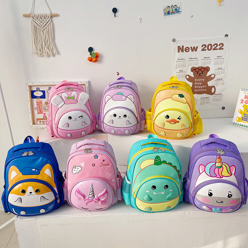2024 New cartoon cute children's backrest print kindergarten schoolbag for girls, primary school schoolbag for boys full figure