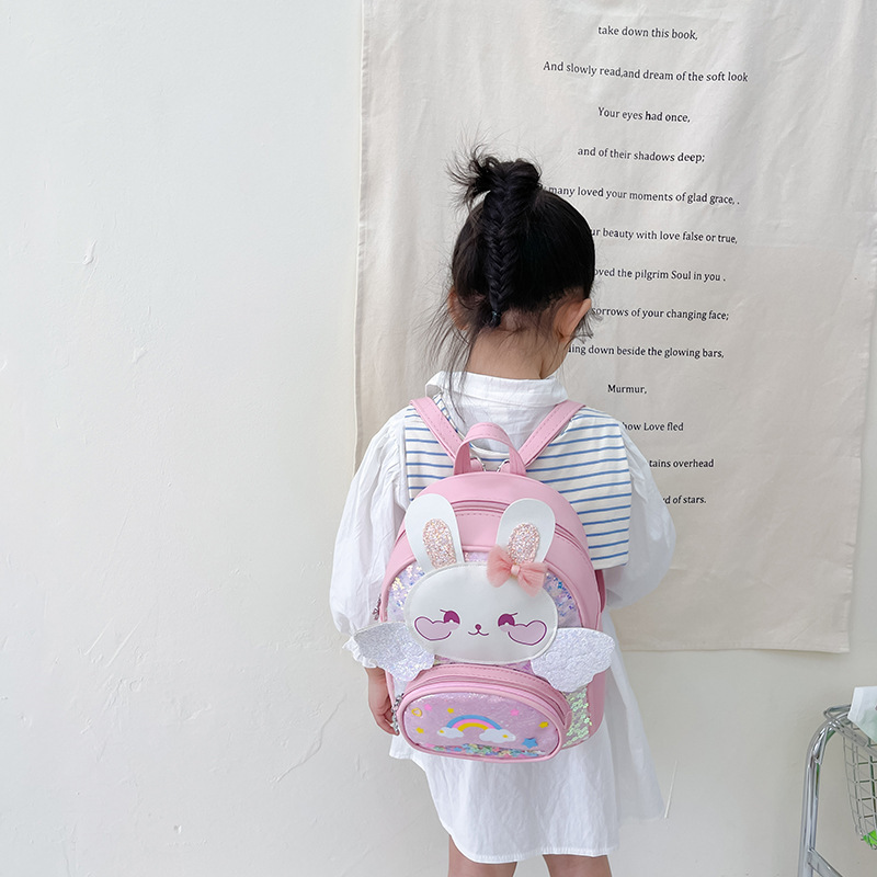 Children's schoolbag, cute little rabbit sequined small backpack for kindergarten school, children's large-capacity book backpack on both shoulders Application Scenario