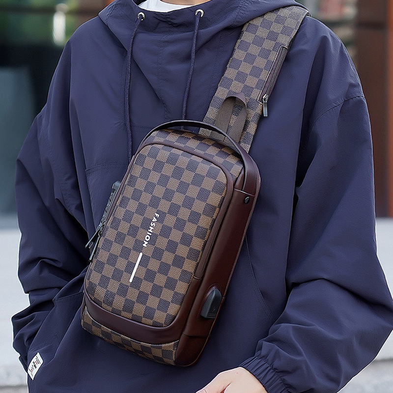 Anti-theft password lock single-shoulder backpack, best-selling men's chest bag, crossbody bag, water-resistant storage bag, outdoor chest bag Specification drawing