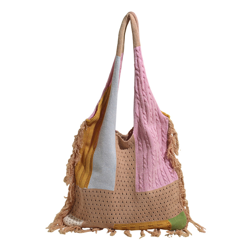 Casual soft surface large-capacity knitted bag for women 2025 new style, trendy, versatile and stylish single-shoulder bag, fashionable bucket bag Item Picture