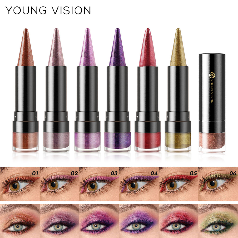 YOUNG VISION 6-color pointed-tip fine Sparkling Lipstick, multi-purpose facial pearlescent lipstick, Lip line, eyeshadow, eyeliner details Picture