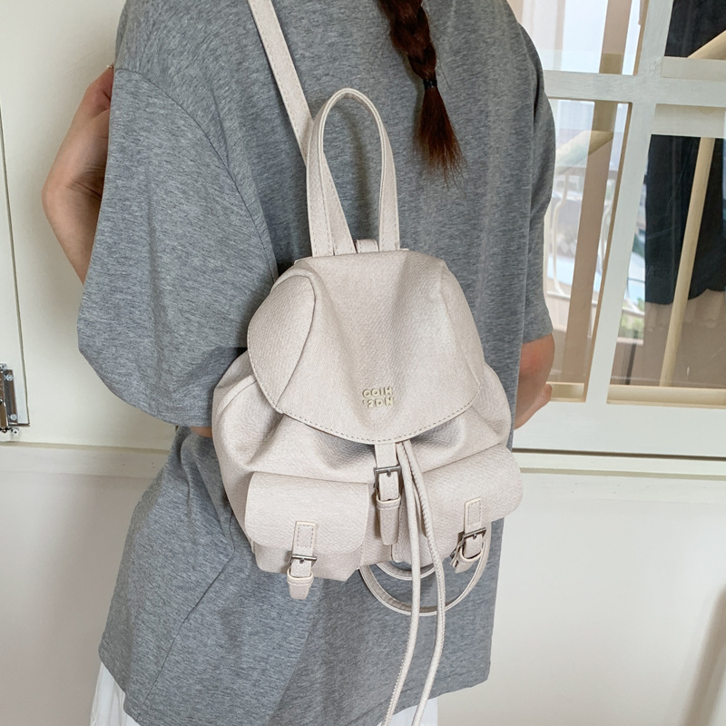 "College Style 2025 New Korean-style stylish mini Backpack, double pockets, lid style backpack, casual travel bag. Specification drawing