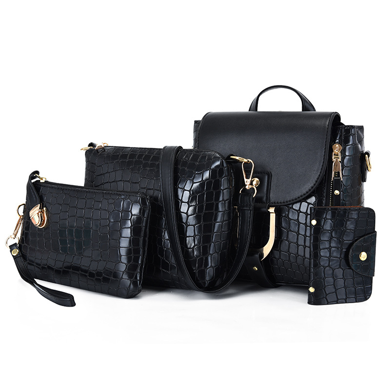 Factory direct sales women's bag 2024 New style fashionable large-capacity casual single-shoulder bag Leopard print four-piece set mother and child bag Application Scenario