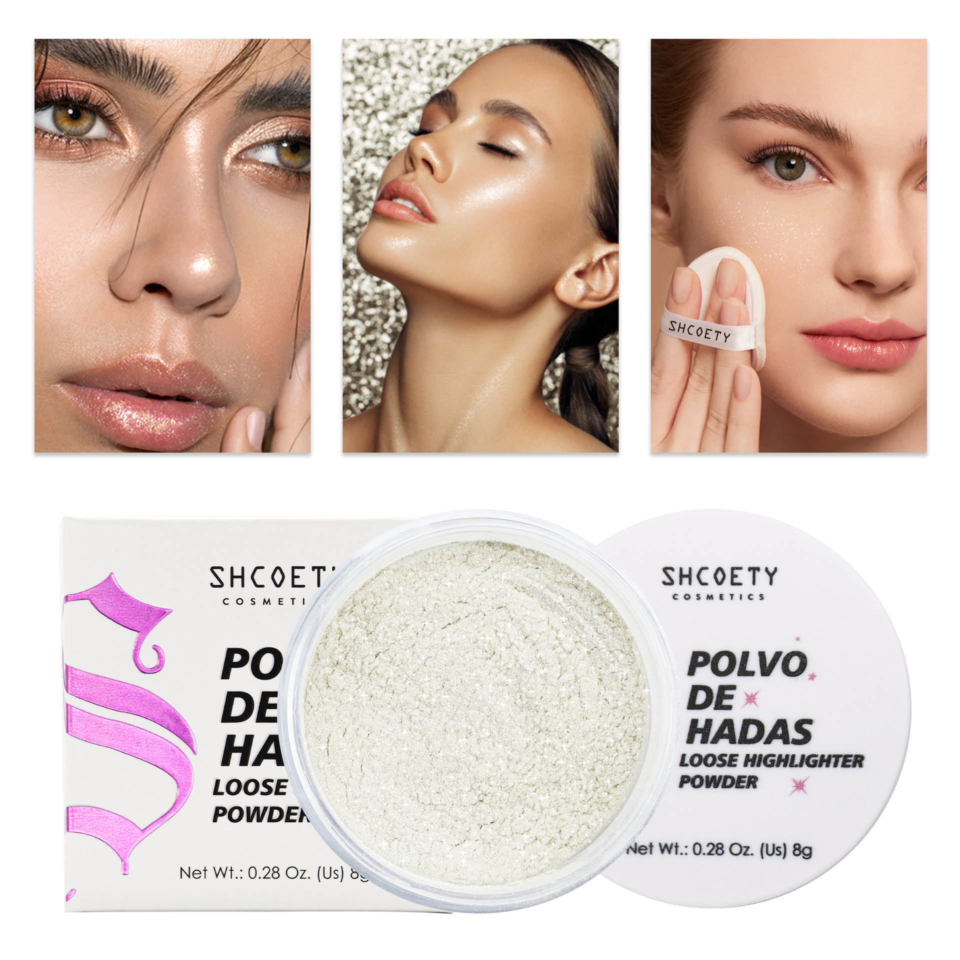 SHCOETY Highlighter Powder is waterproof, sweat-proof, does not smudge, concealer loose powder, light nude contouring and setting powder, cross-border makeup details Picture