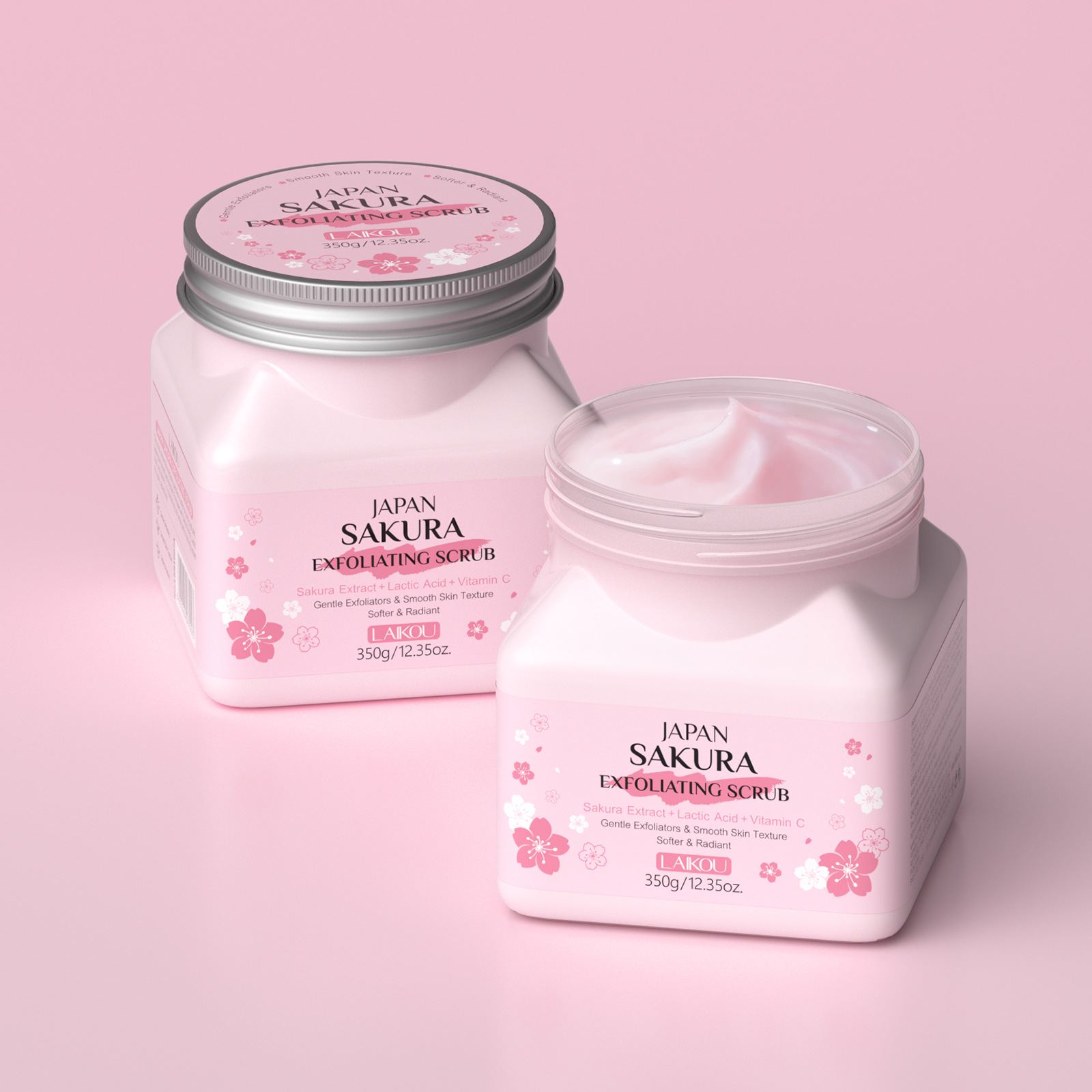 LAIKOU Cherry Blossom Scrub 350g, a new cross-border product, is available for cleansing and moisturizing the face, body and whole body. It is in stock from the manufacturer full figure
