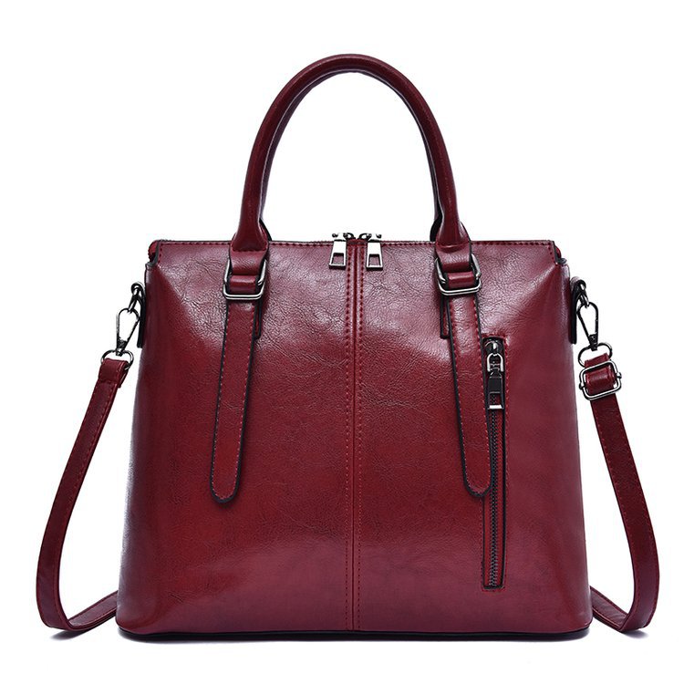 New oil-wax leather women's bag, trendy for export, hand-held, cross-border, single-shoulder, European and American retro crossbody bag, one piece for global shipping Item Picture