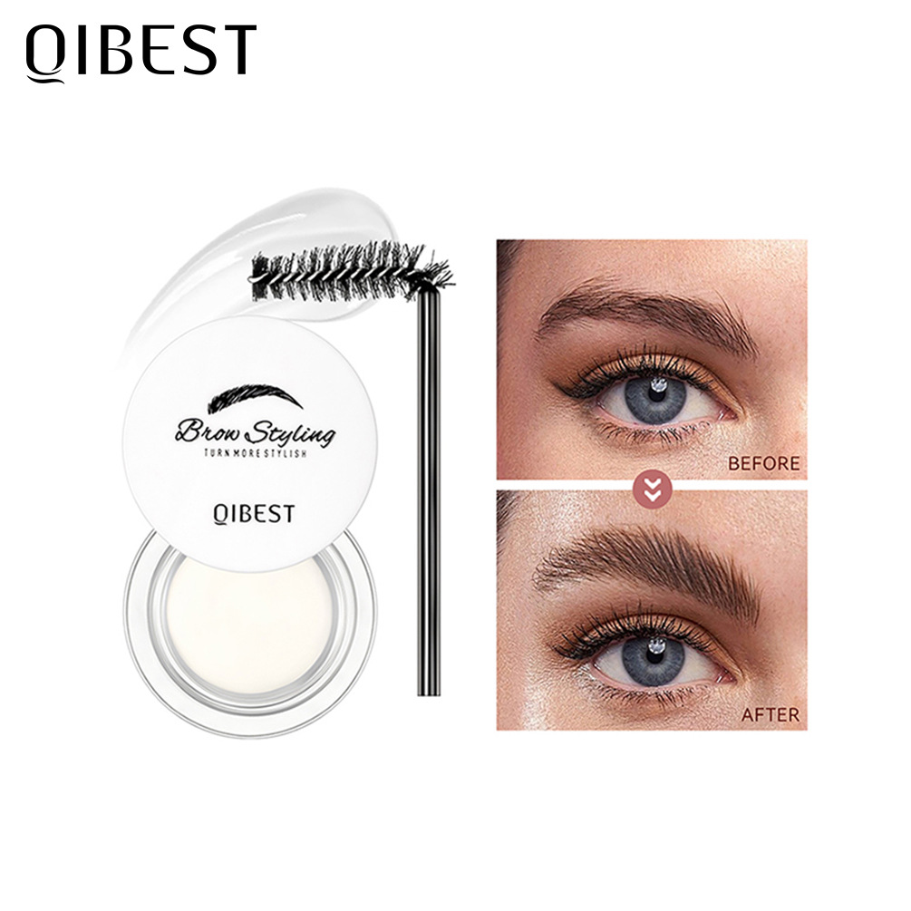 QIBEST Transparent Eyebrow Shaping Cream, Natural and three-dimensional Wild Eyebrow wax, waterproof, long-lasting and non-smudge Eyebrow Shaping soap full figure