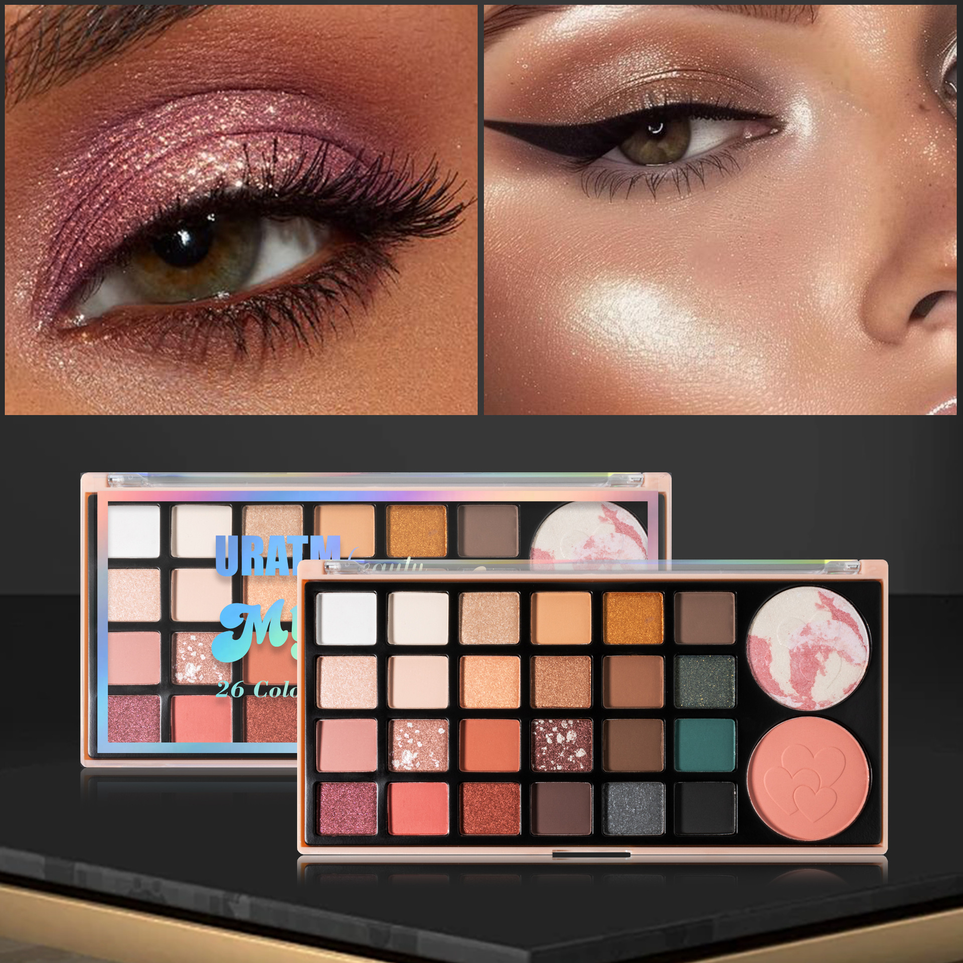 Cross-border 26-color pork belly eyeshadow palette multi-functional all-in-one matte pearlescent fine glitter eyeshadow blush high-gloss makeup palette full figure